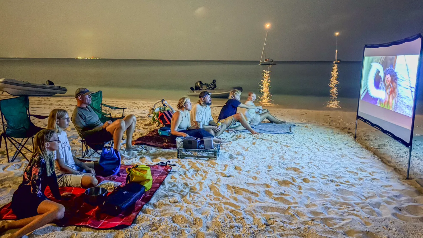 Movie night on the beach.